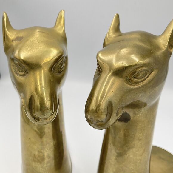Solid Brass Vintage MCM Camel Bookends Spain SARREID LTD Retro Sphinx 9" - Picture 2 of 9